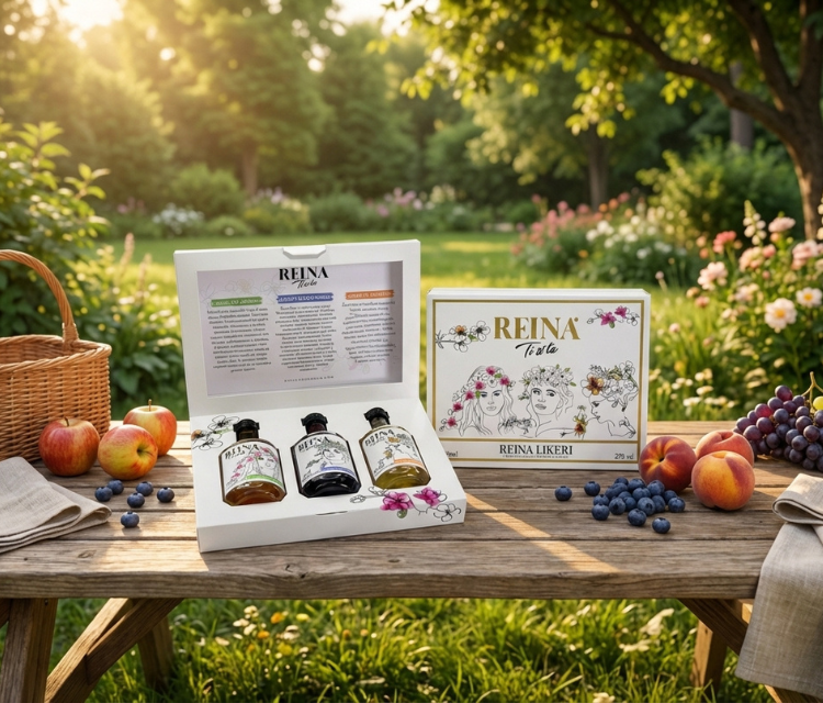 Piknik, proljece, cvijece, priroda i vocni likeri reina u poklon pakovanju za zene